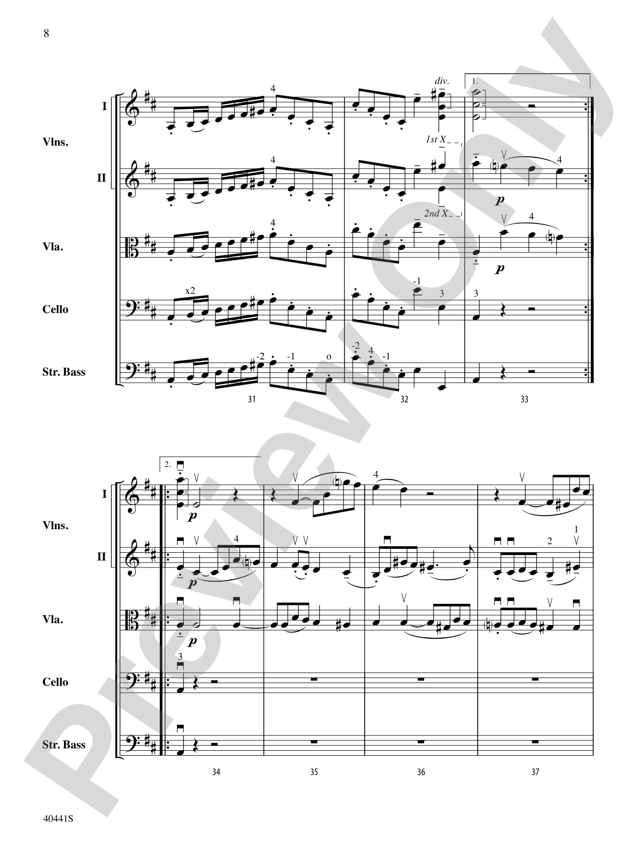 Sinfonia No. 2 in D Major: String Orchestra Conductor Score & Parts