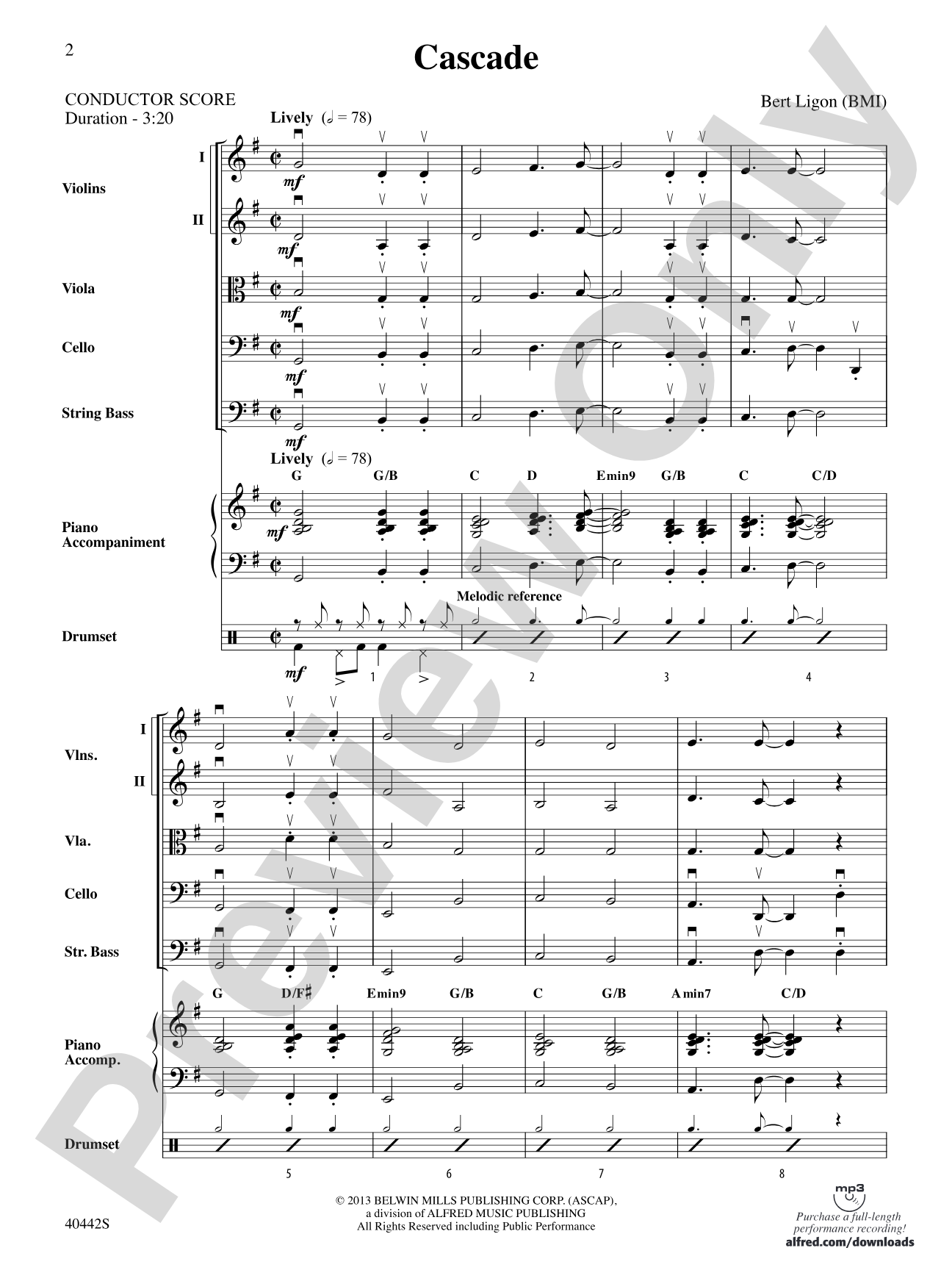 Cascade: String Orchestra Conductor Score & Parts