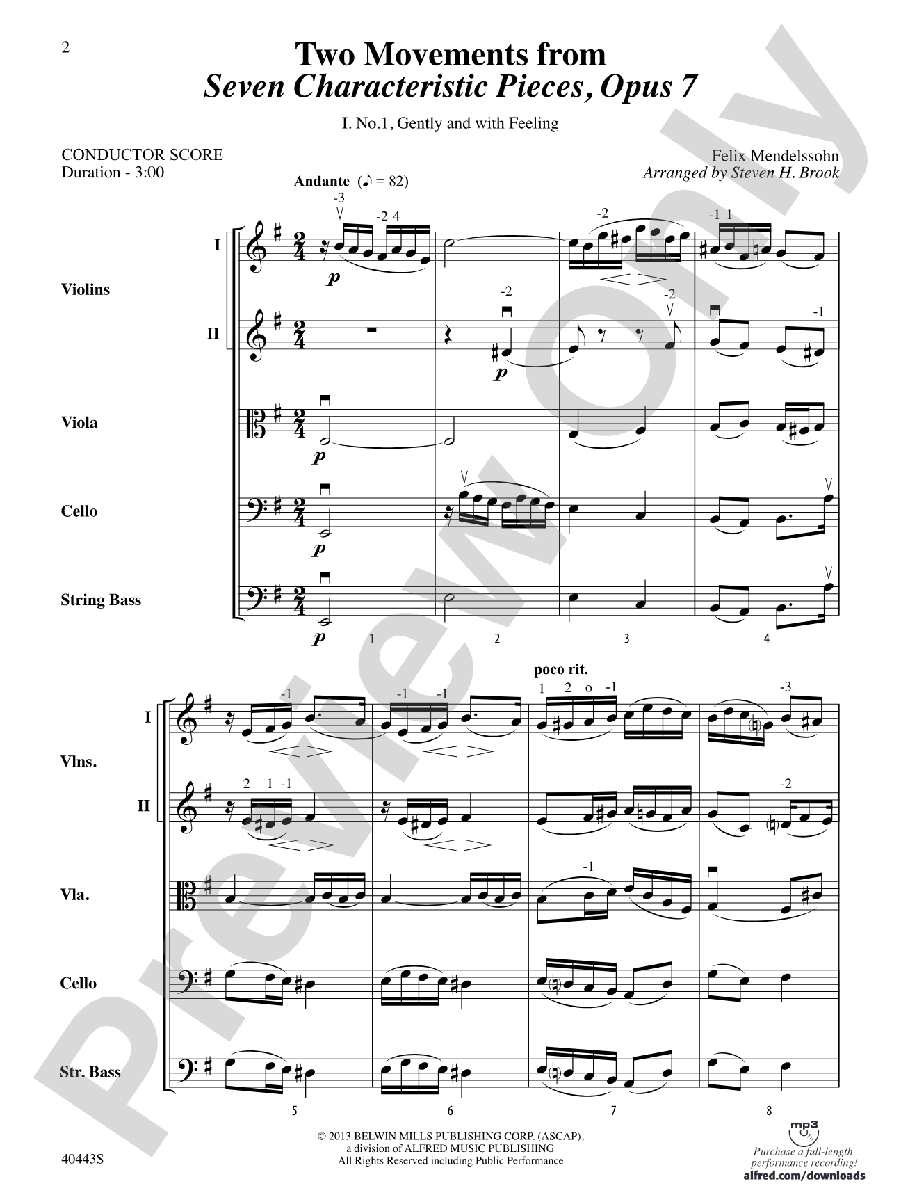 Two Movements from Seven Characteristic Pieces, Op. 7: String Orchestra Conductor Score & Parts