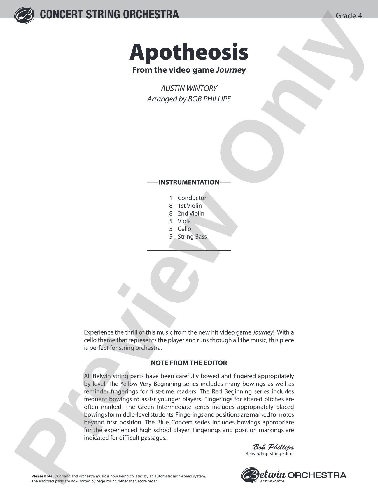 Apotheosis: String Orchestra Conductor Score & Parts