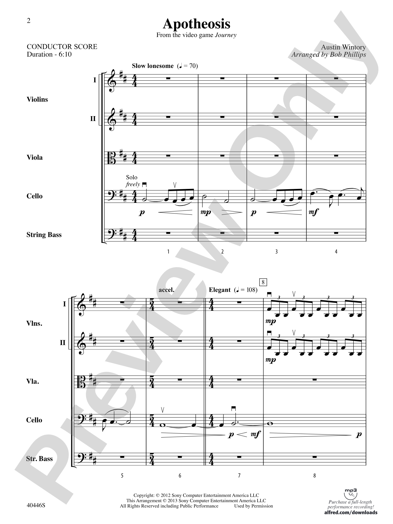 Apotheosis: String Orchestra Conductor Score & Parts