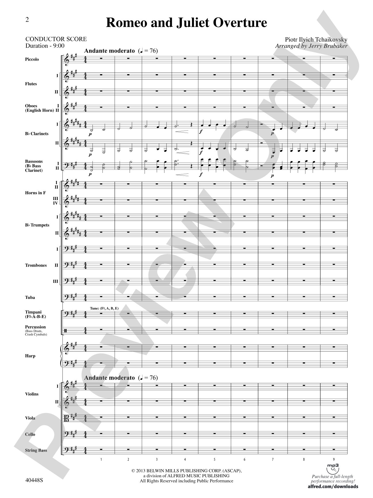 Romeo and Juliet Overture: Full Orchestra Conductor Score & Parts