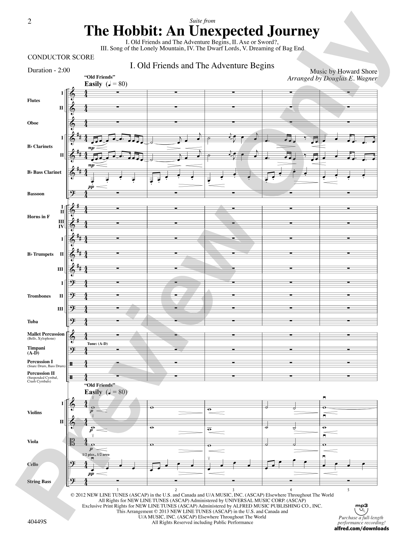 The Hobbit: An Unexpected Journey, Suite from: Full Orchestra Conductor Score & Parts