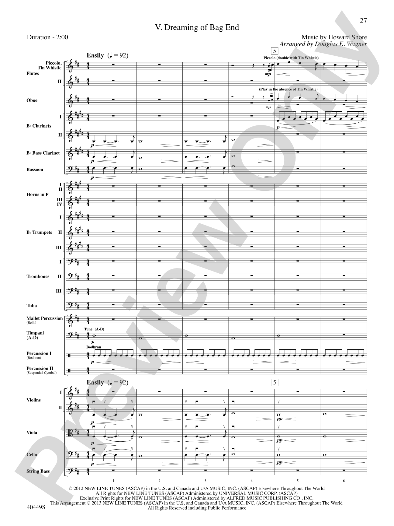 The Hobbit: An Unexpected Journey, Suite from: Full Orchestra Conductor Score & Parts