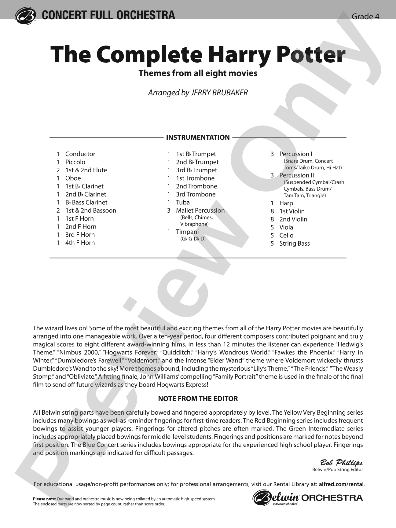 The Complete Harry Potter: Full Orchestra Conductor Score & Parts