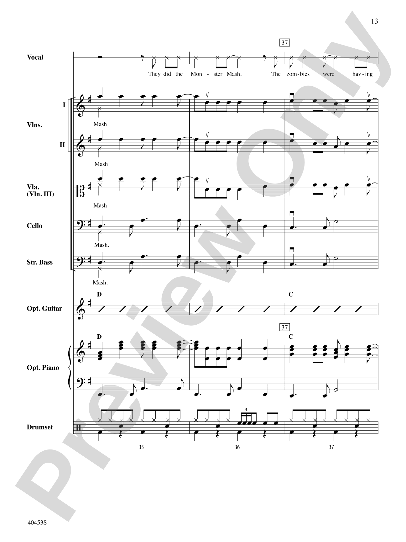 Monster Mash: String Orchestra Conductor Score & Parts