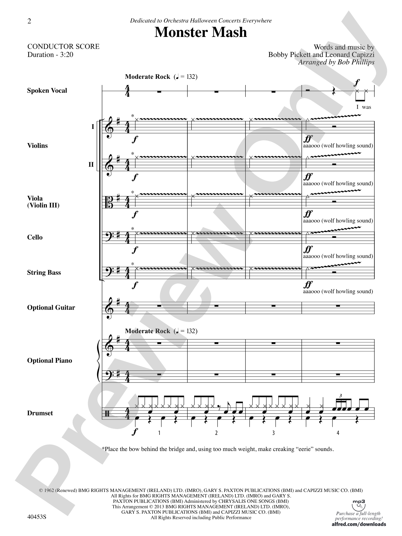 Monster Mash: String Orchestra Conductor Score & Parts