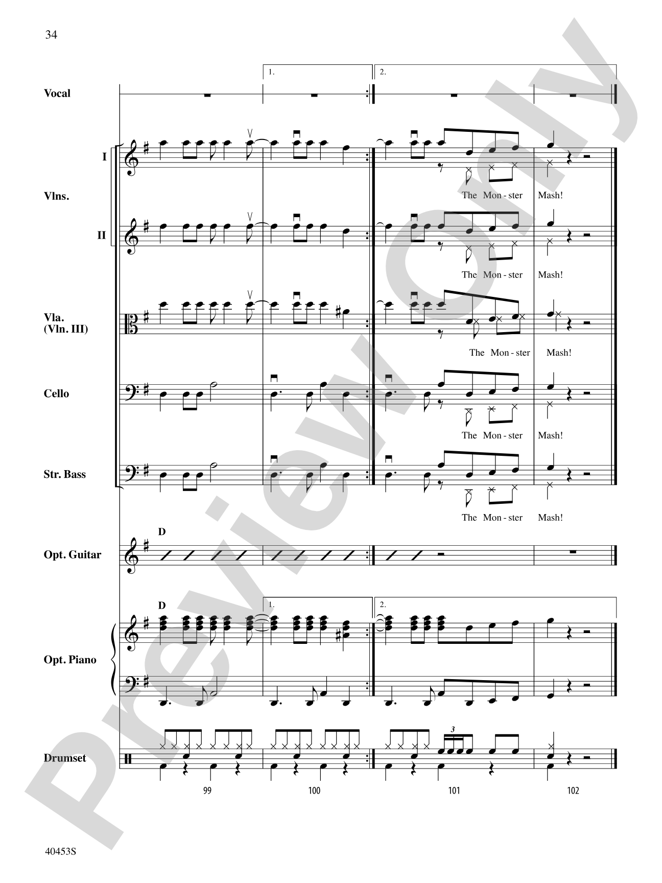 Monster Mash: String Orchestra Conductor Score & Parts