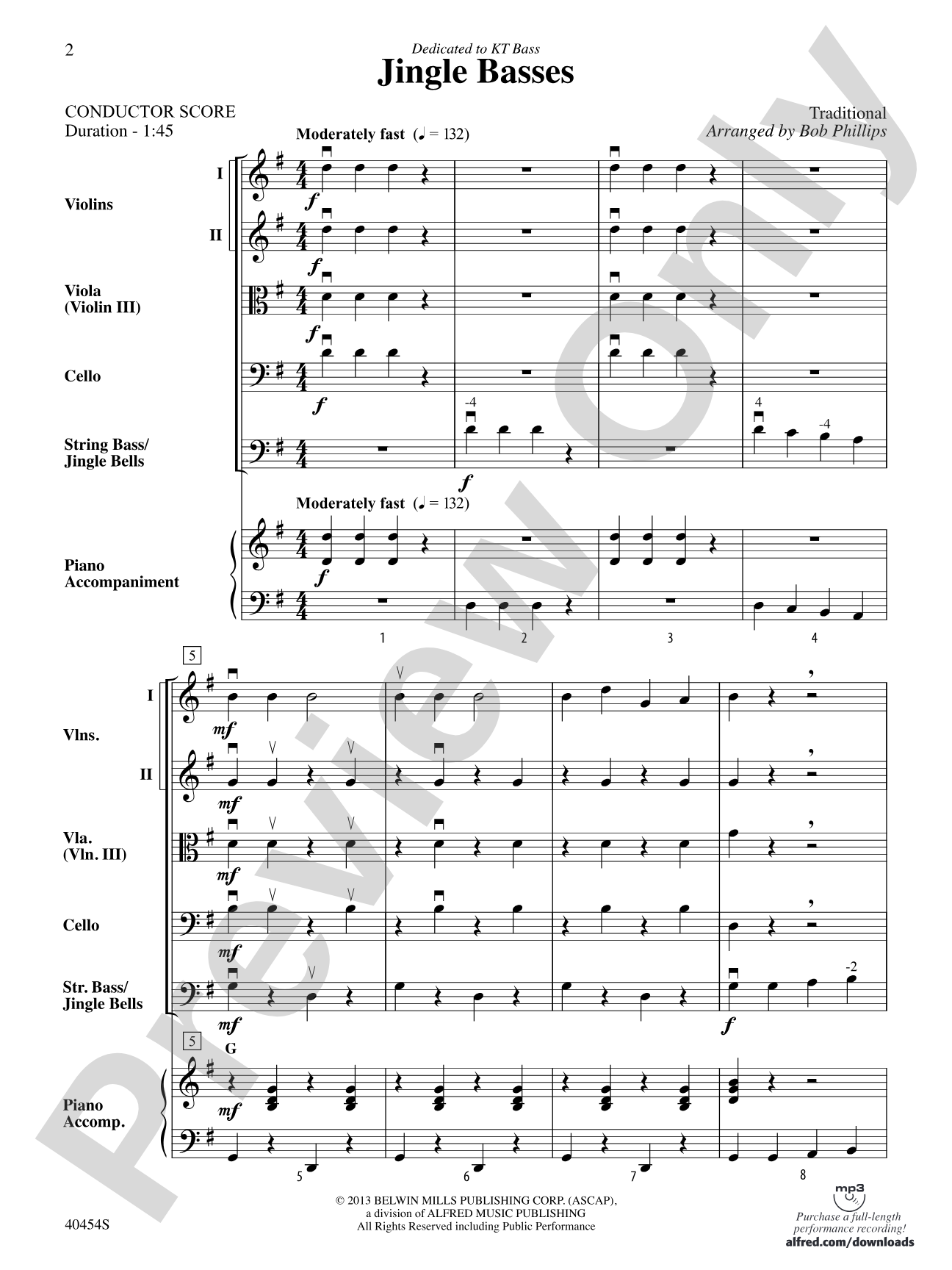 Jingle Basses: String Orchestra Conductor Score & Parts