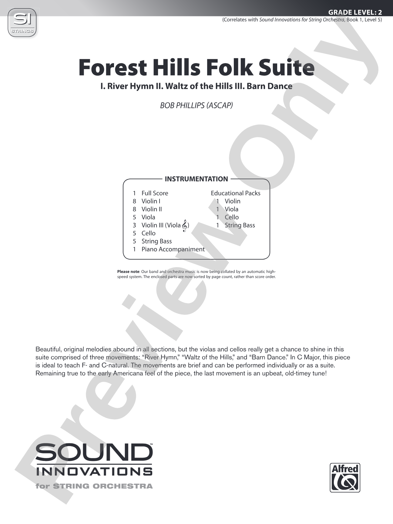 Forest Hills Folk Suite: String Orchestra Conductor Score & Parts