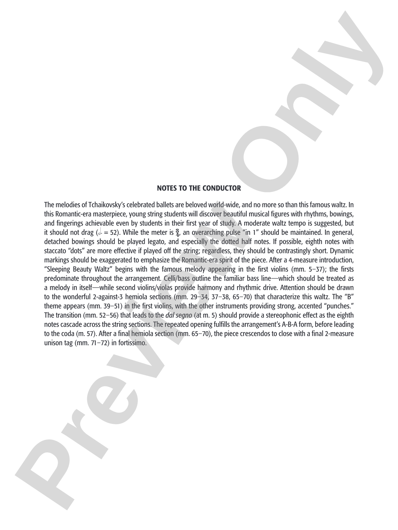 Sleeping Beauty Waltz: String Orchestra Conductor Score & Parts