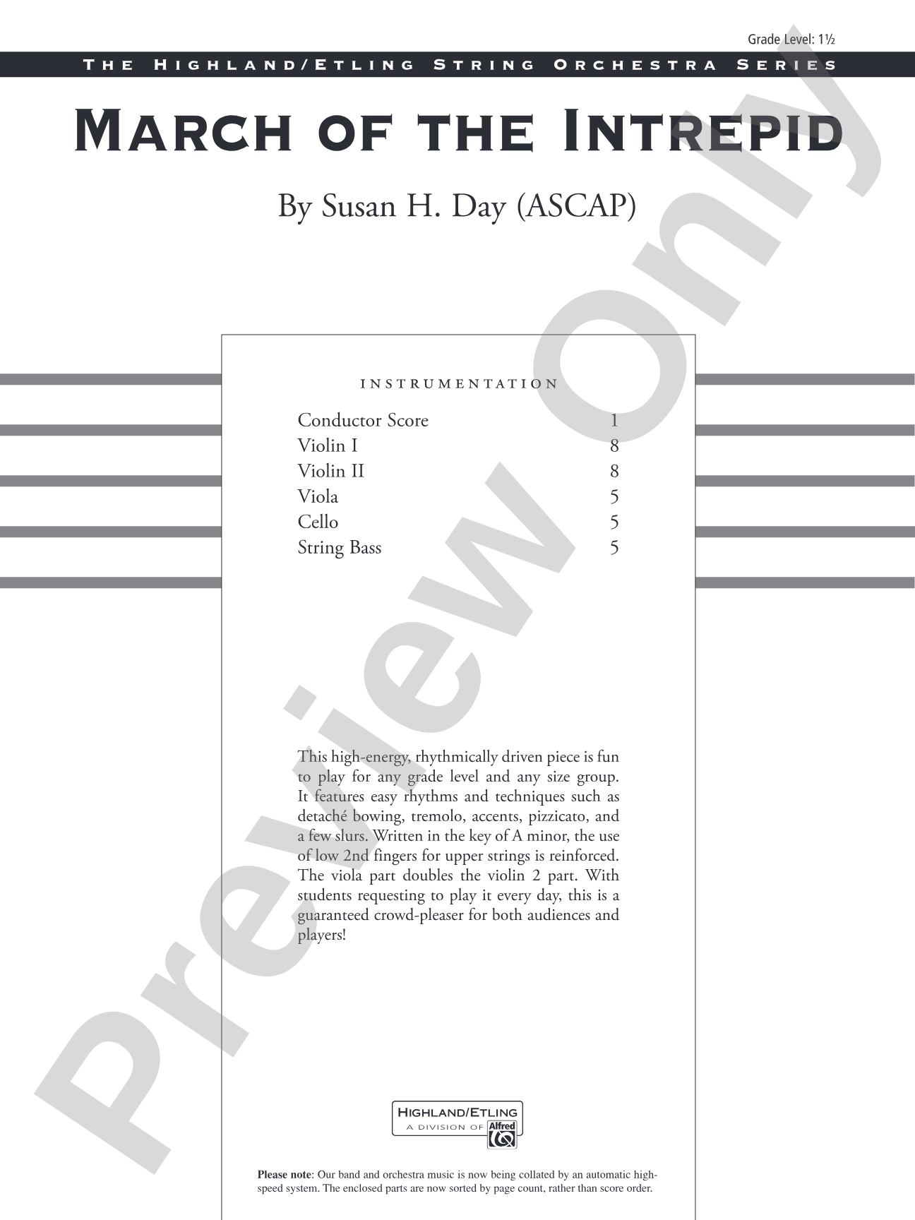 March of the Intrepid: String Orchestra Conductor Score & Parts