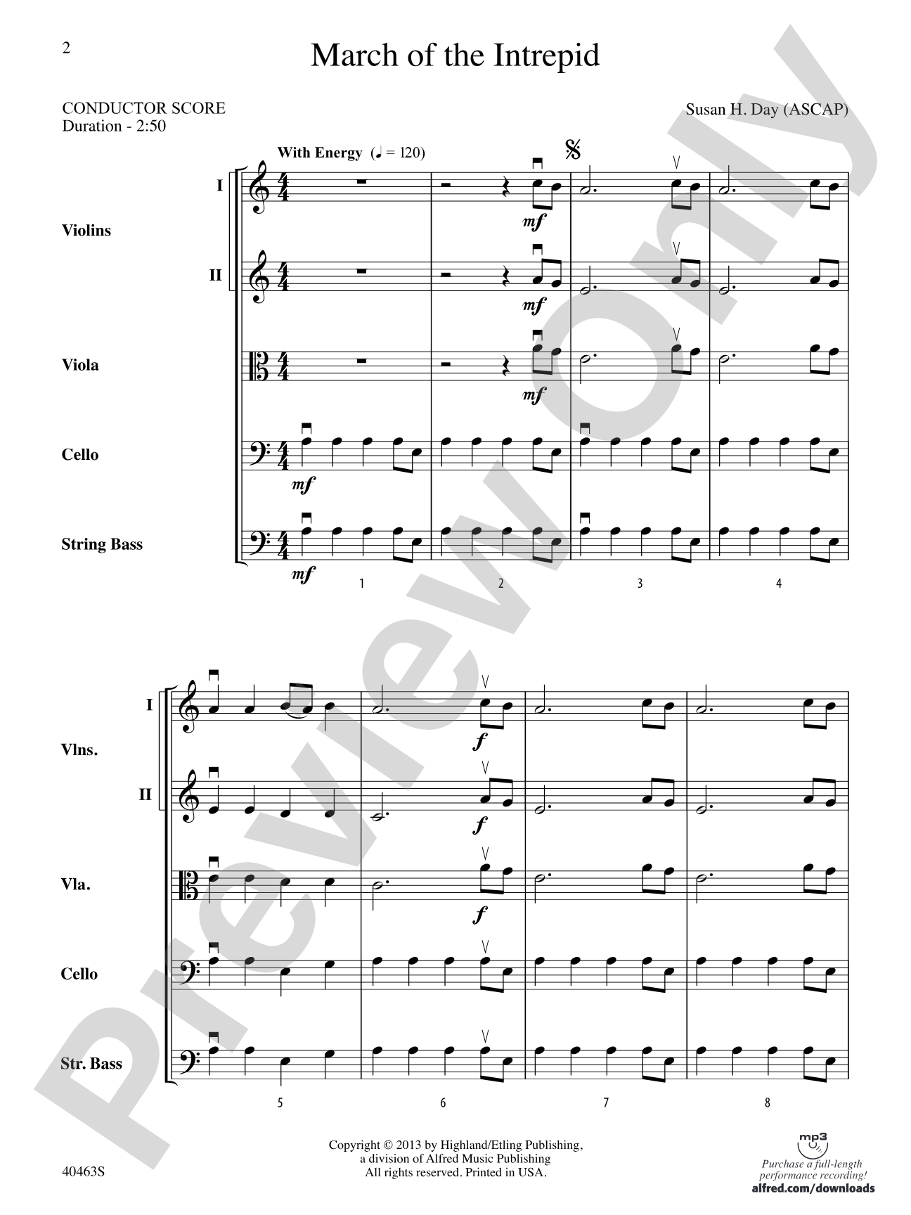 March of the Intrepid: String Orchestra Conductor Score & Parts