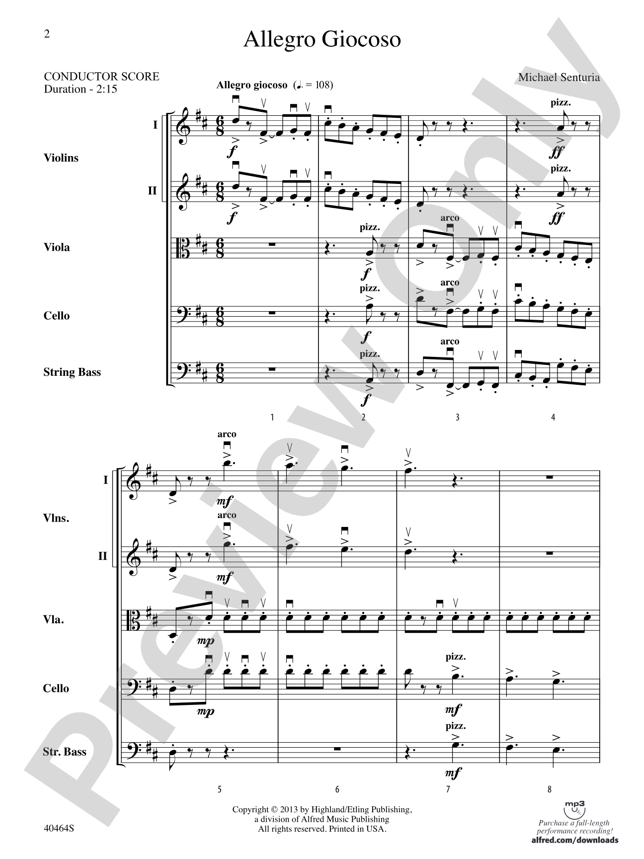 Allegro Giocoso: String Orchestra Conductor Score & Parts