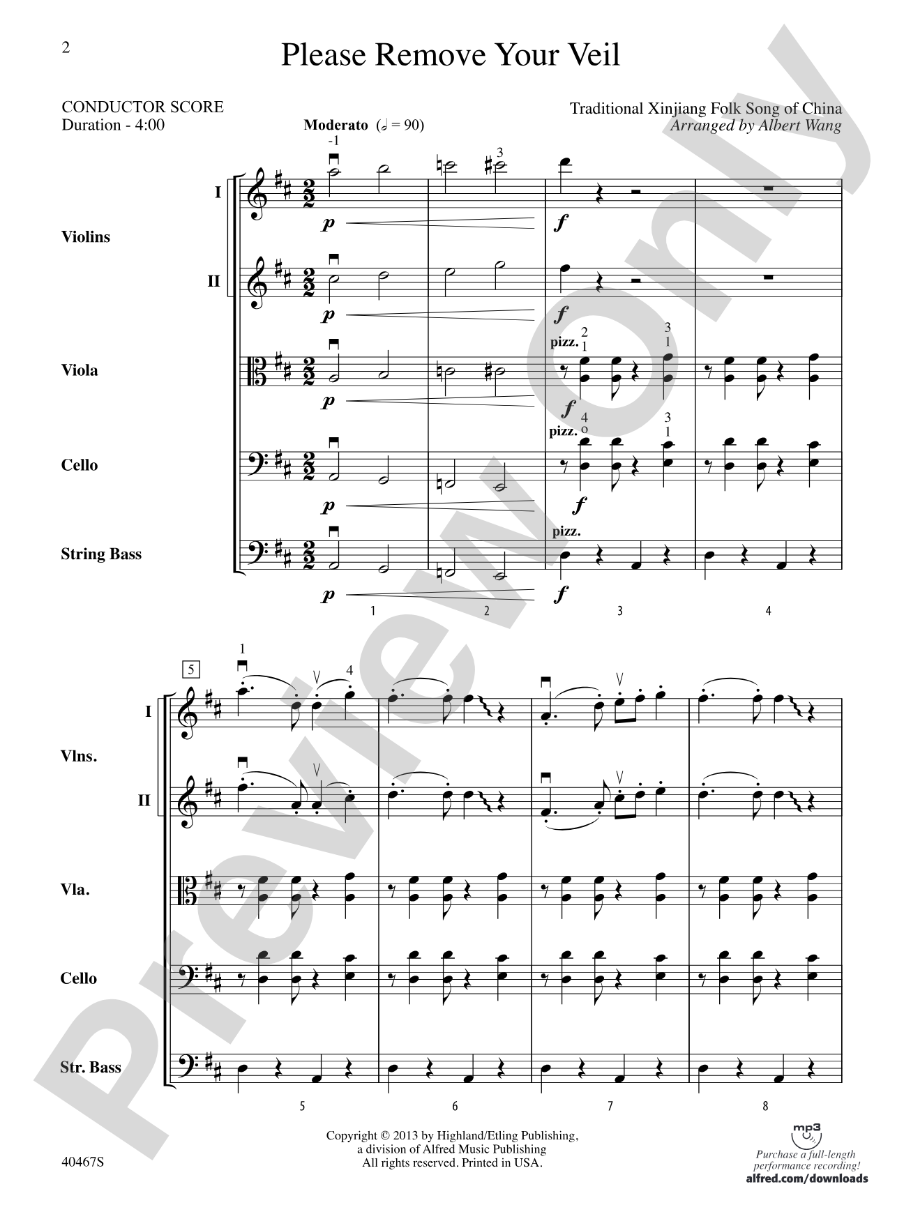 Please Remove Your Veil: String Orchestra Conductor Score & Parts