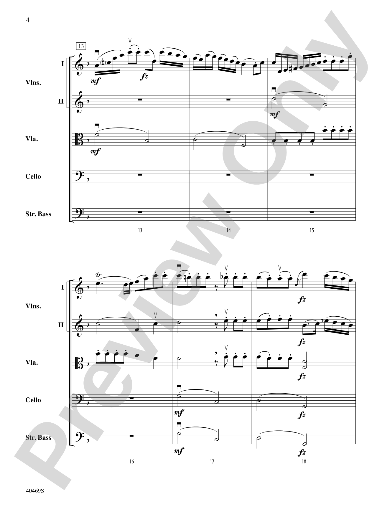 Allegro from "Quinten" Quartet: String Orchestra Conductor Score & Parts