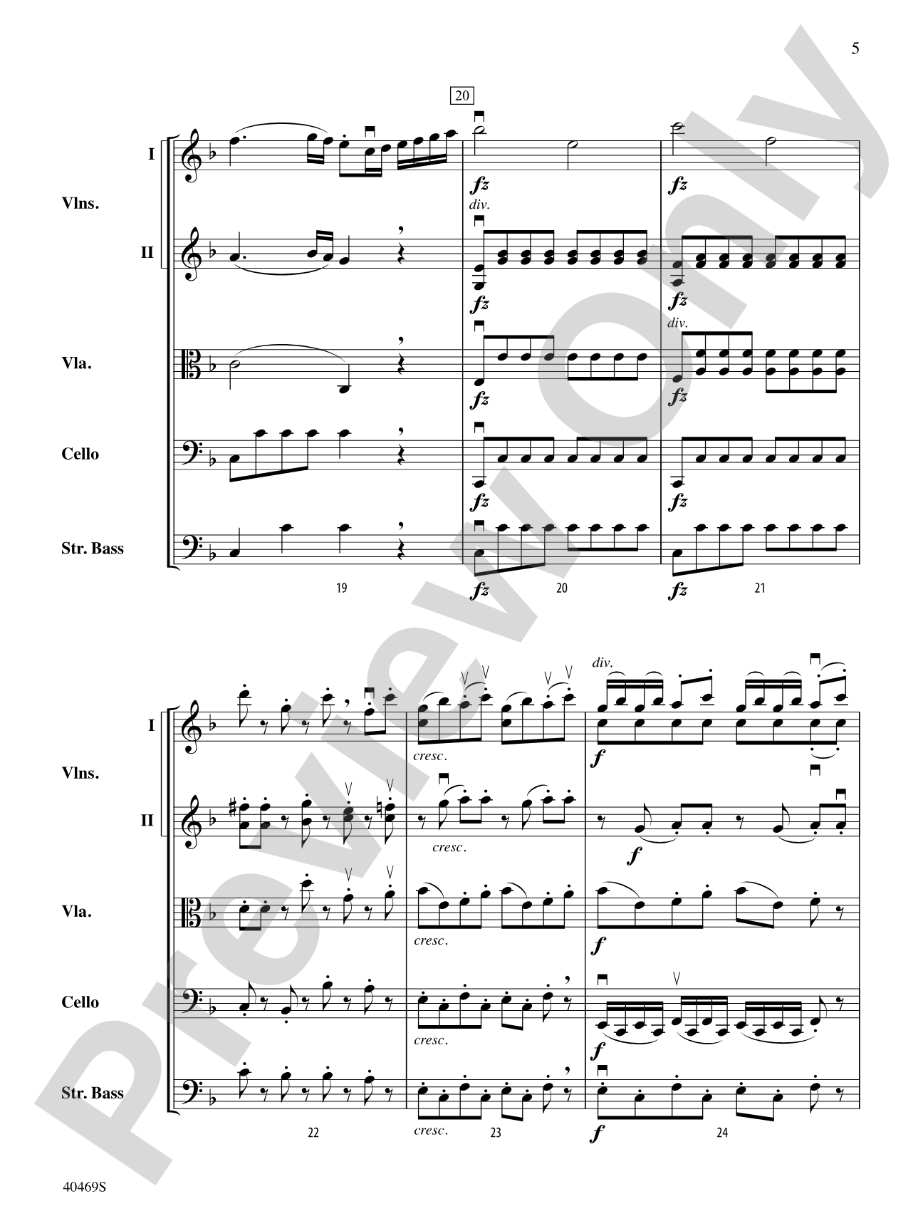 Allegro from "Quinten" Quartet: String Orchestra Conductor Score & Parts