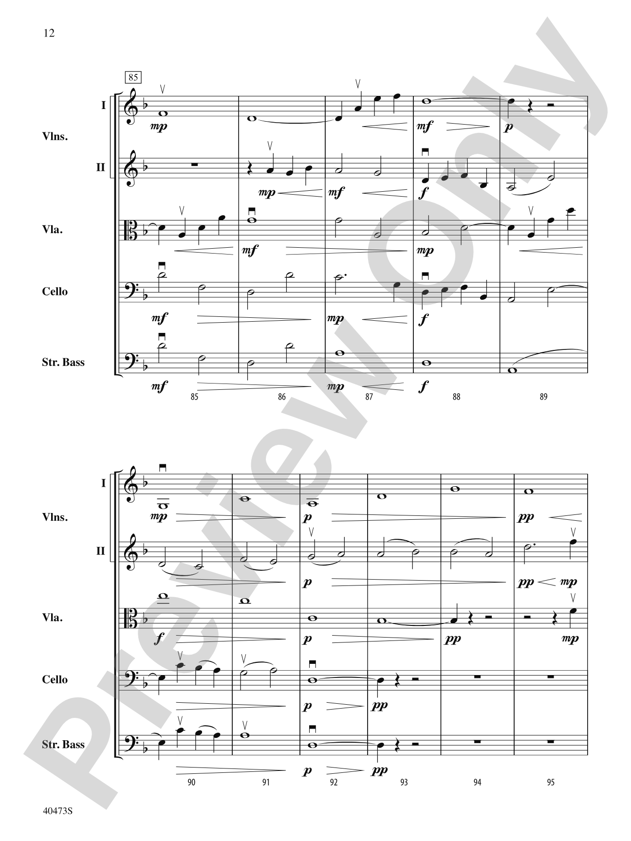 Across the Wind: String Orchestra Conductor Score & Parts