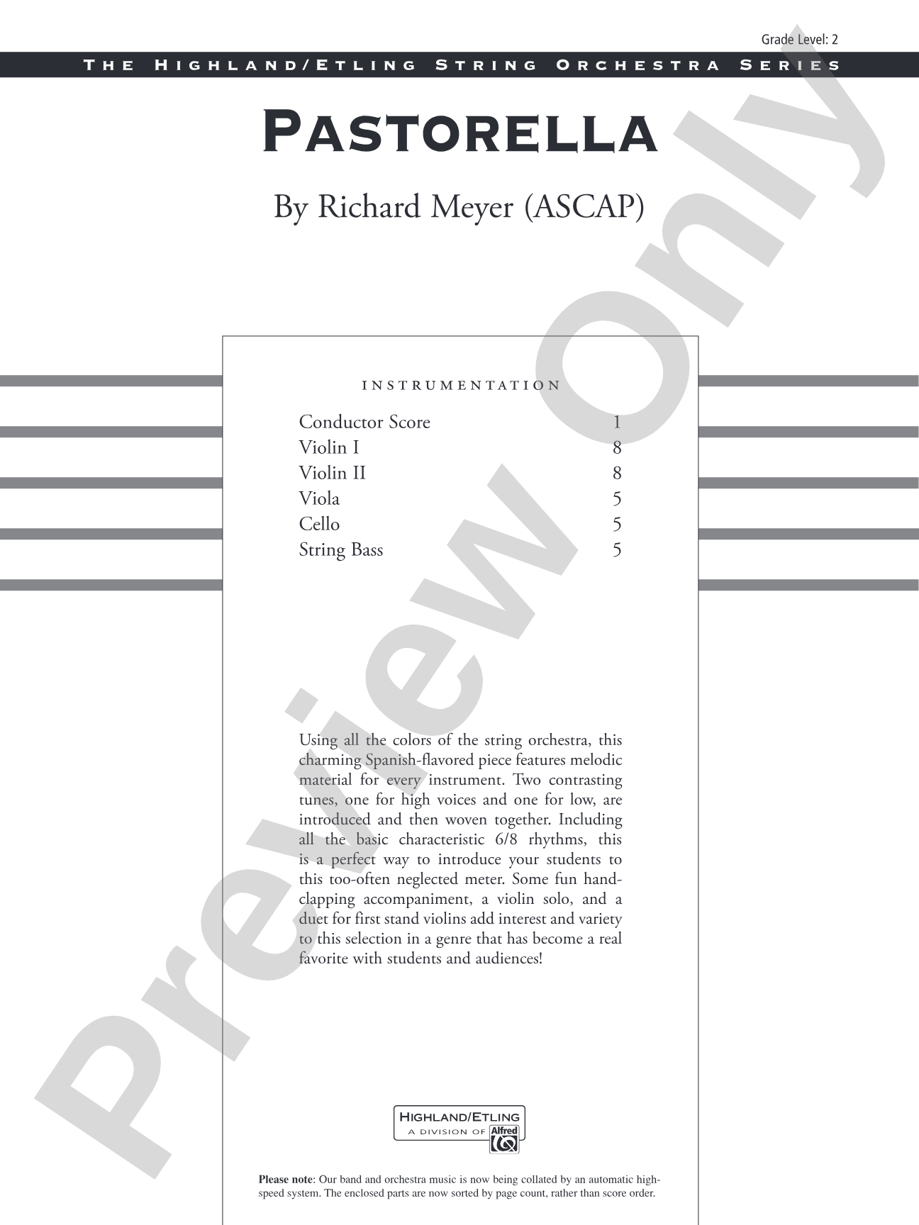 Pastorella: String Orchestra Conductor Score & Parts