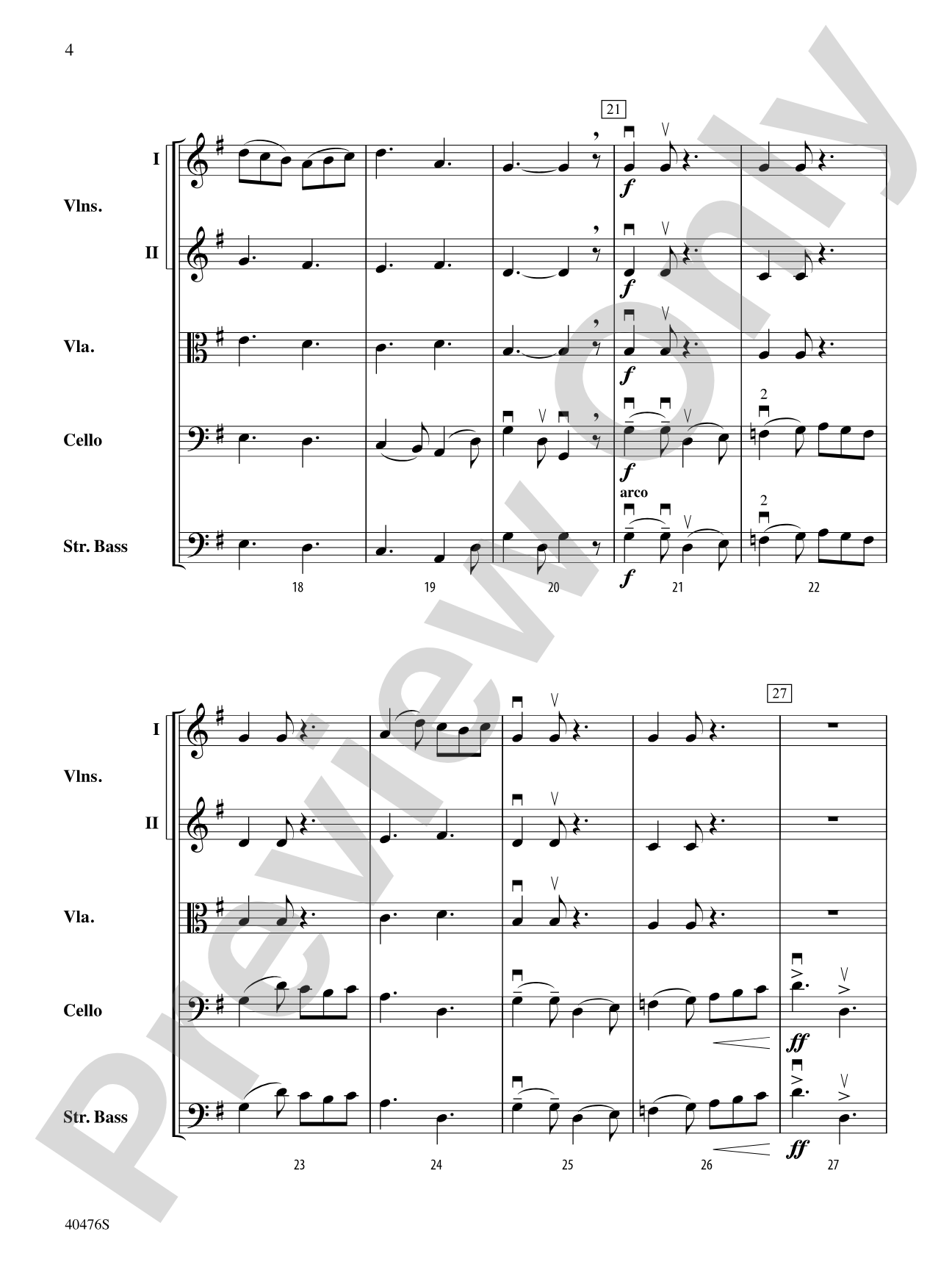 Pastorella: String Orchestra Conductor Score & Parts