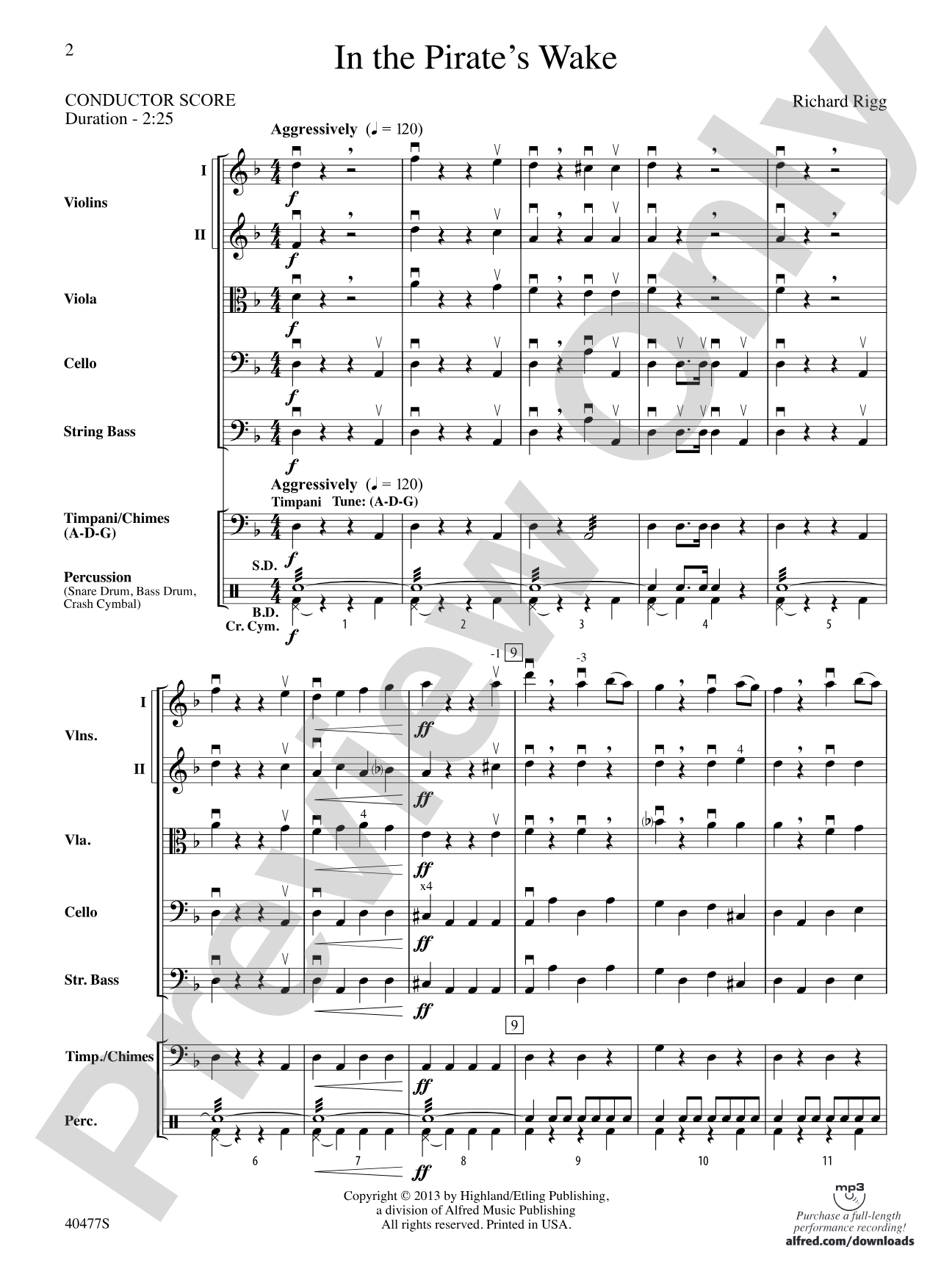 In the Pirate's Wake: String Orchestra Conductor Score & Parts