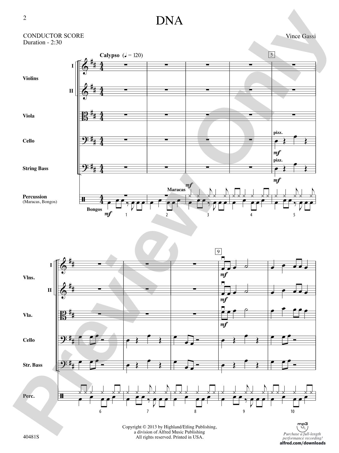 DNA: String Orchestra Conductor Score & Parts