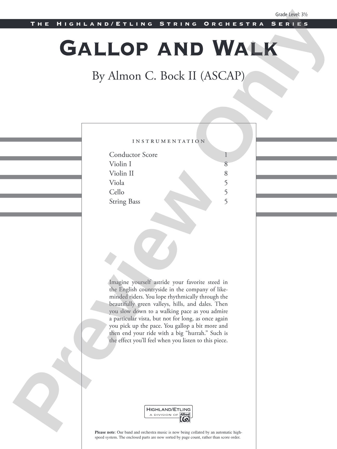 Gallop and Walk: String Orchestra Conductor Score & Parts