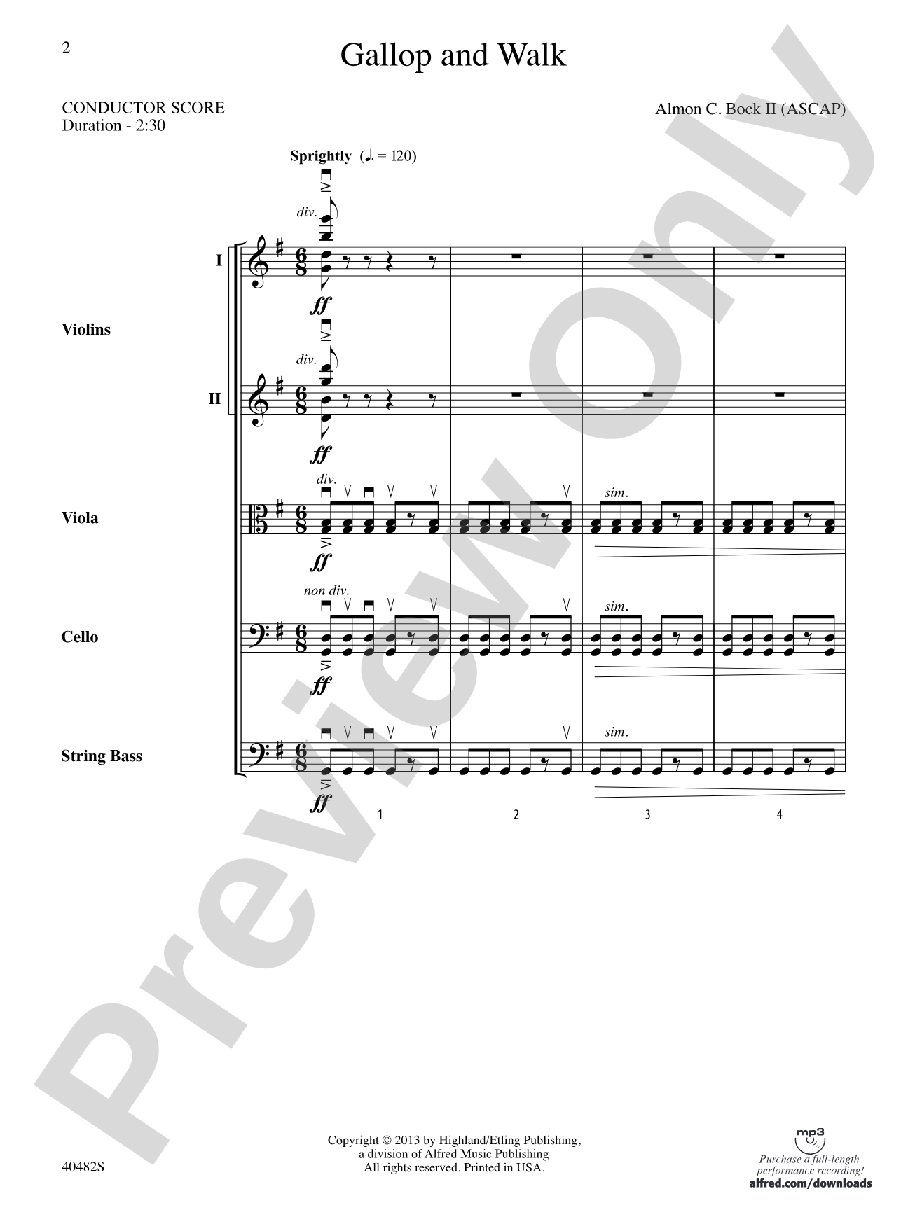 Gallop and Walk: String Orchestra Conductor Score & Parts