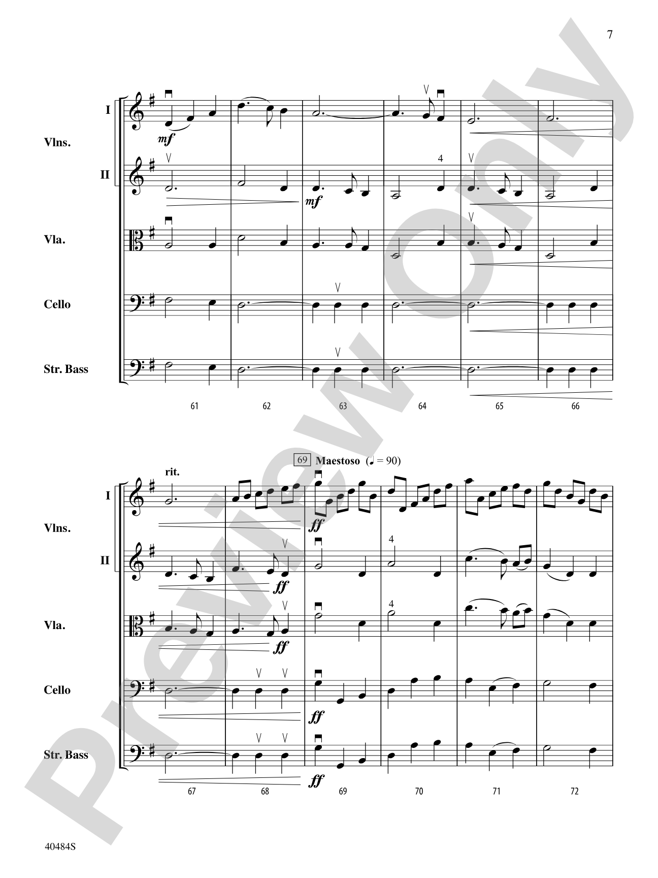 Stony Brook Waltz: String Orchestra Conductor Score & Parts