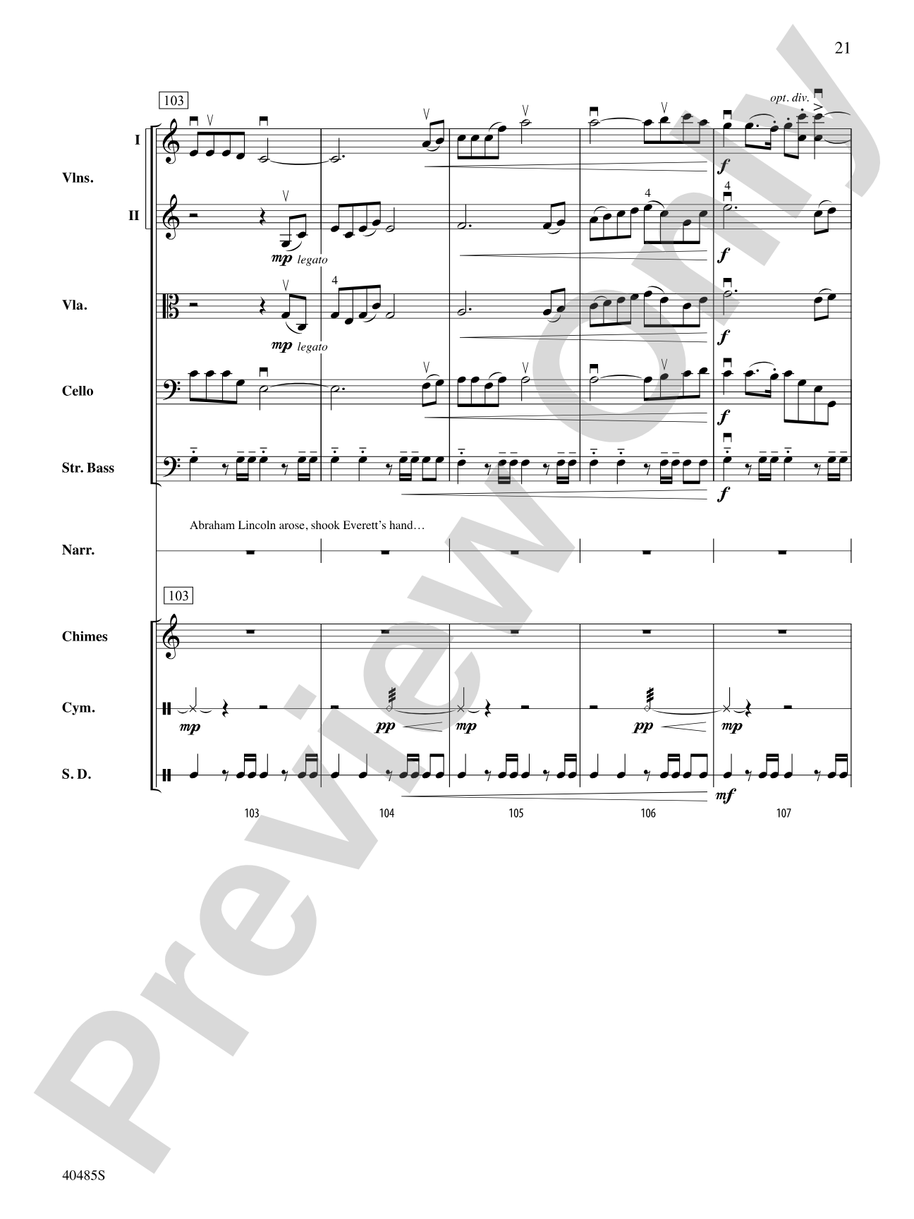 Lincoln at Gettysburg: String Orchestra Conductor Score & Parts