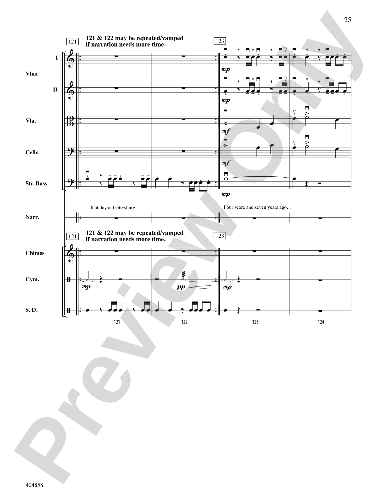 Lincoln at Gettysburg: String Orchestra Conductor Score & Parts
