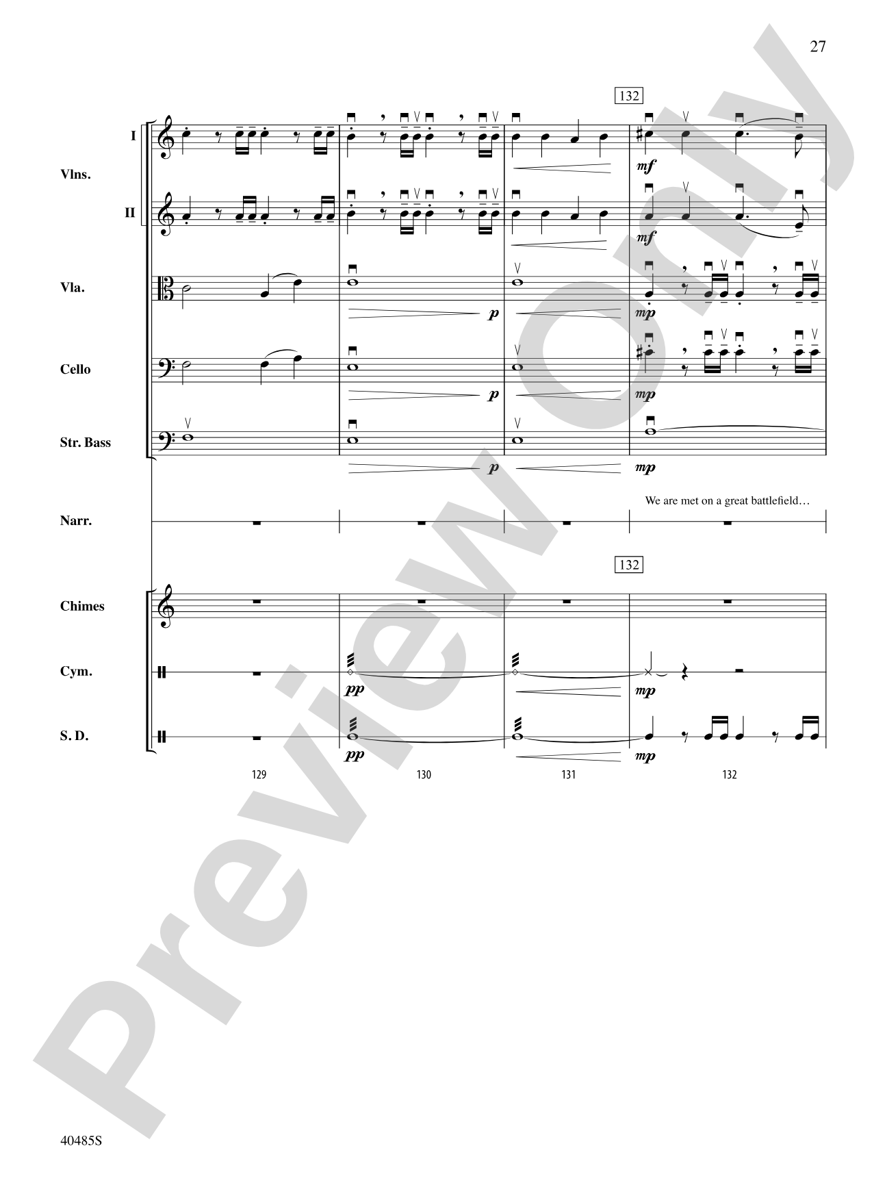 Lincoln at Gettysburg: String Orchestra Conductor Score & Parts