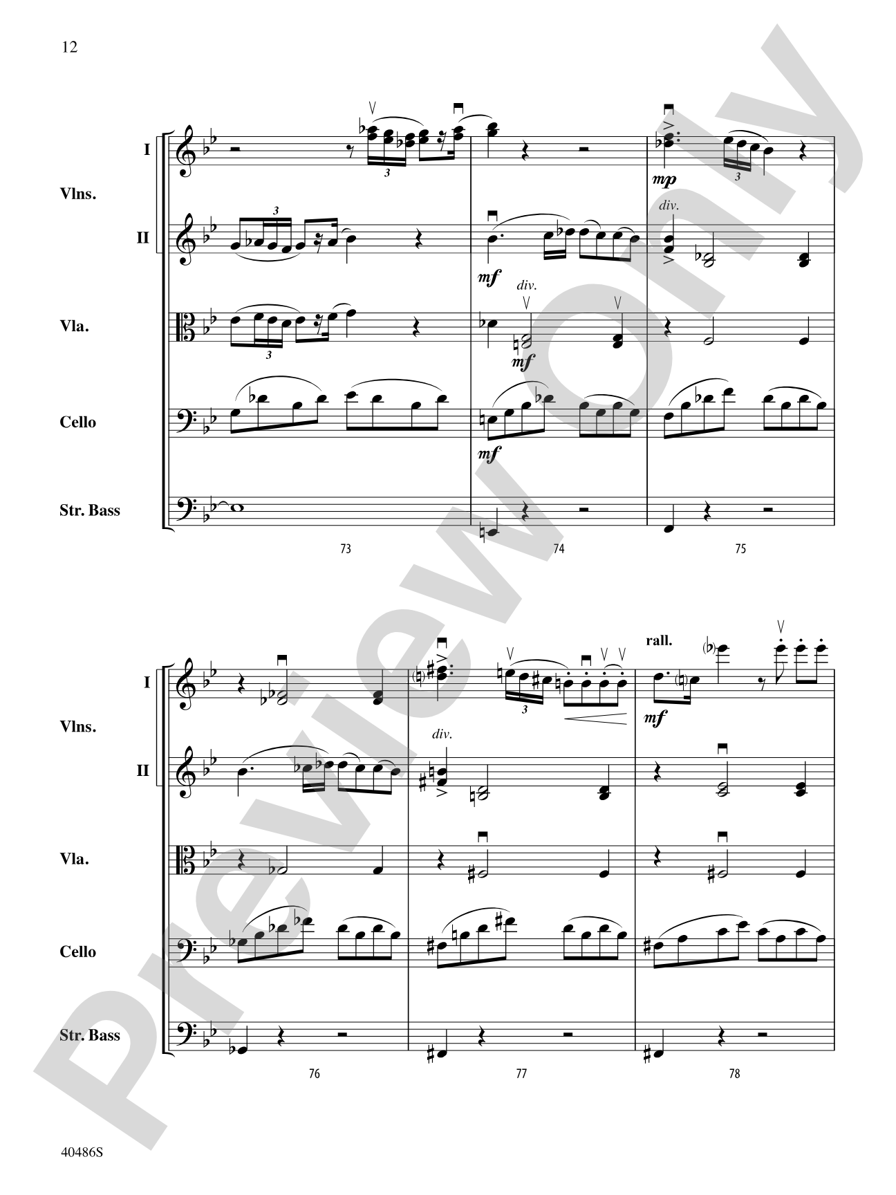 Andantino: String Orchestra Conductor Score & Parts