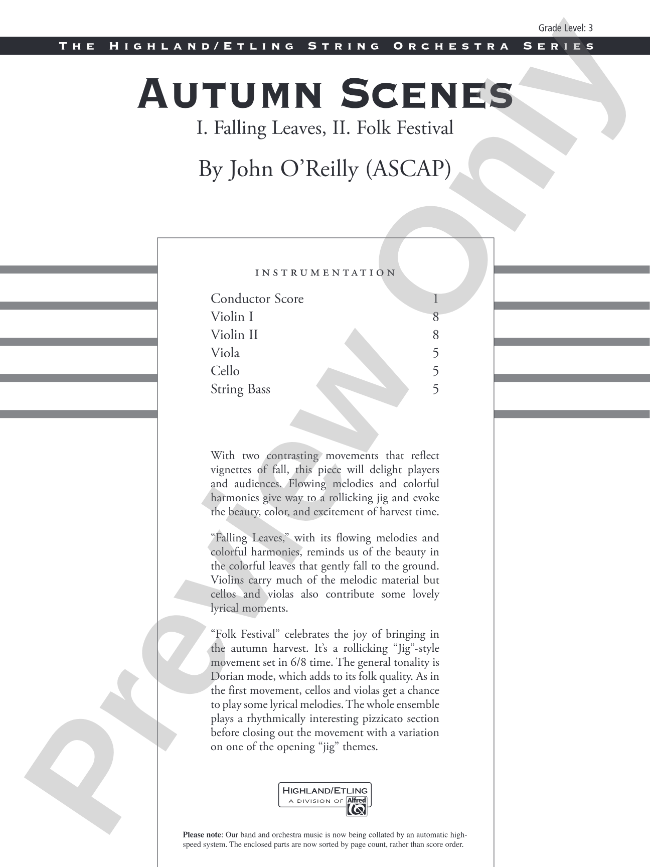 Autumn Scenes: String Orchestra Conductor Score & Parts