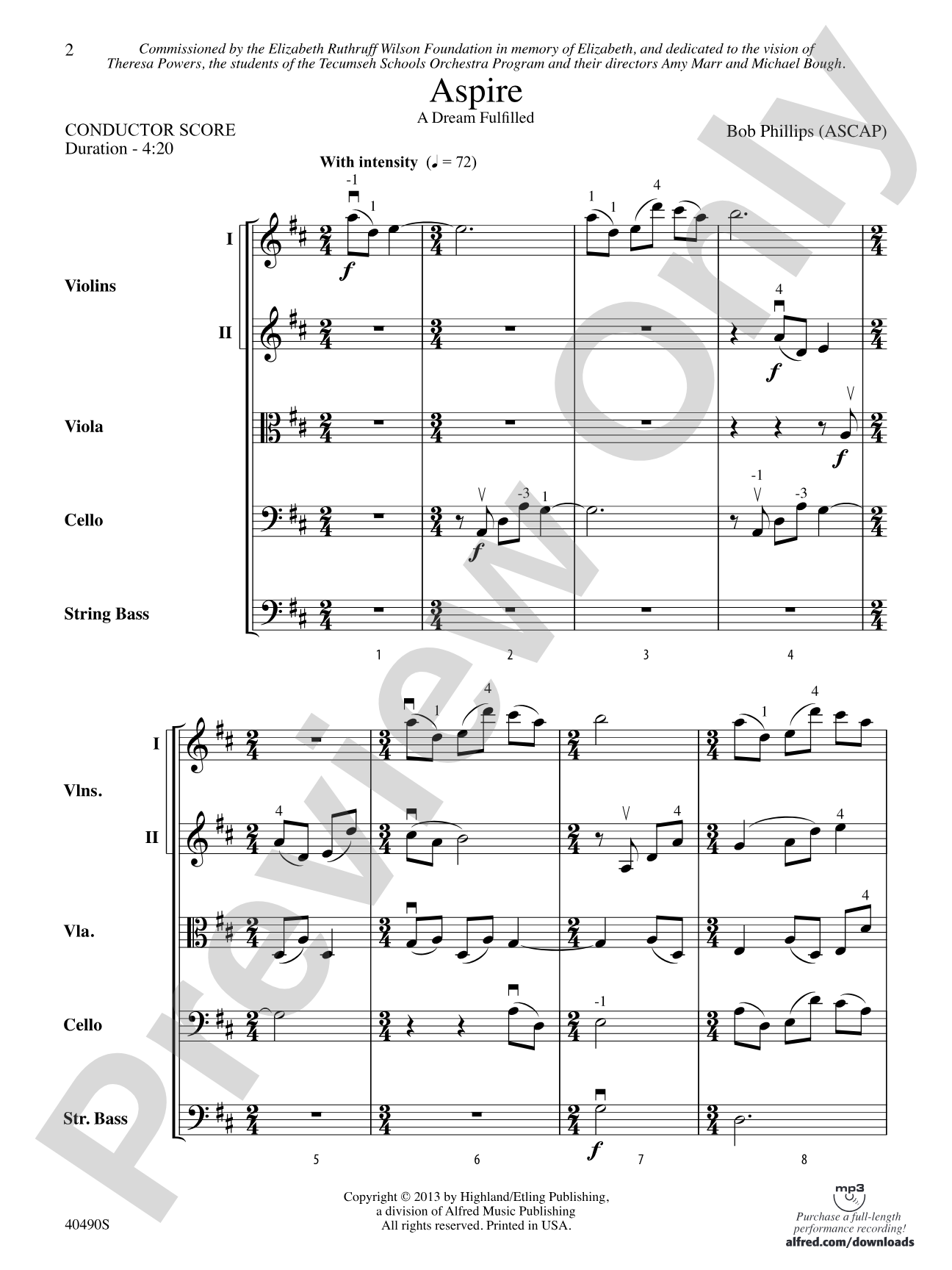 Aspire: String Orchestra Conductor Score & Parts