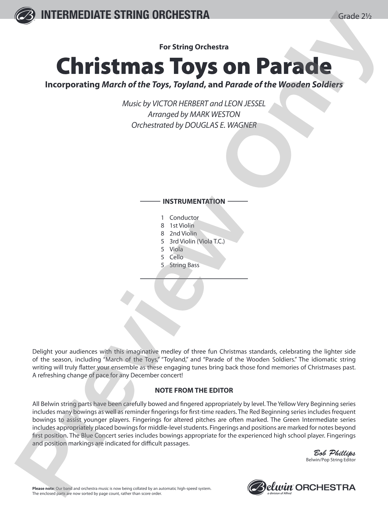 Christmas Toys on Parade: String Orchestra Conductor Score & Parts