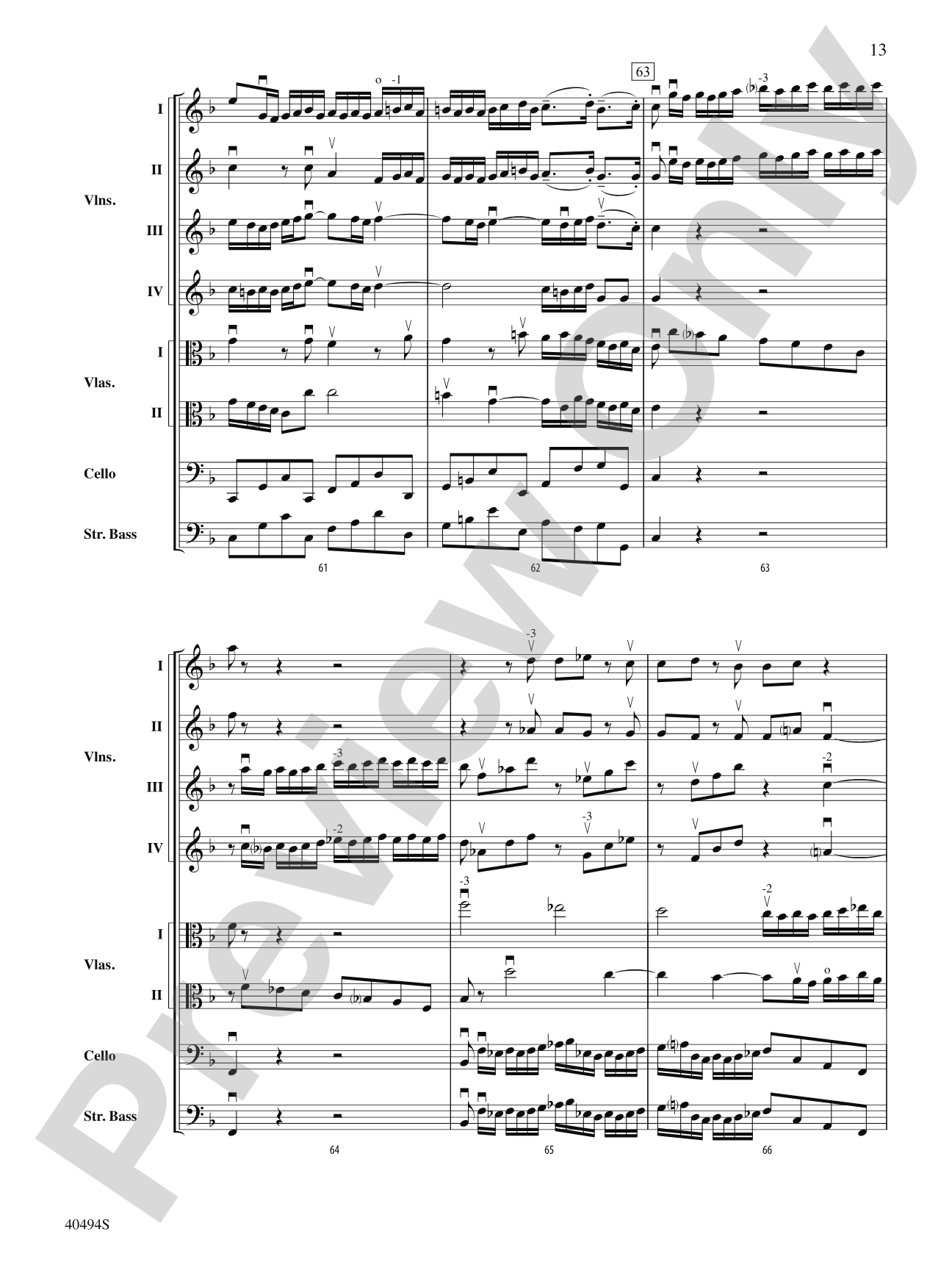 Brandenburg Concerto No. 1 in F Major: String Orchestra Conductor Score & Parts