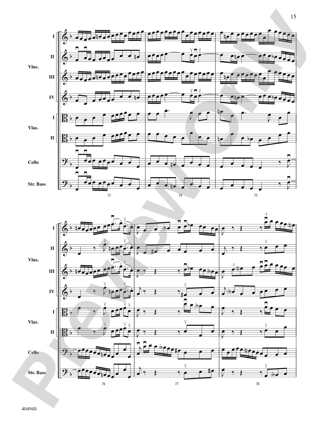 Brandenburg Concerto No. 1 in F Major: String Orchestra Conductor Score & Parts