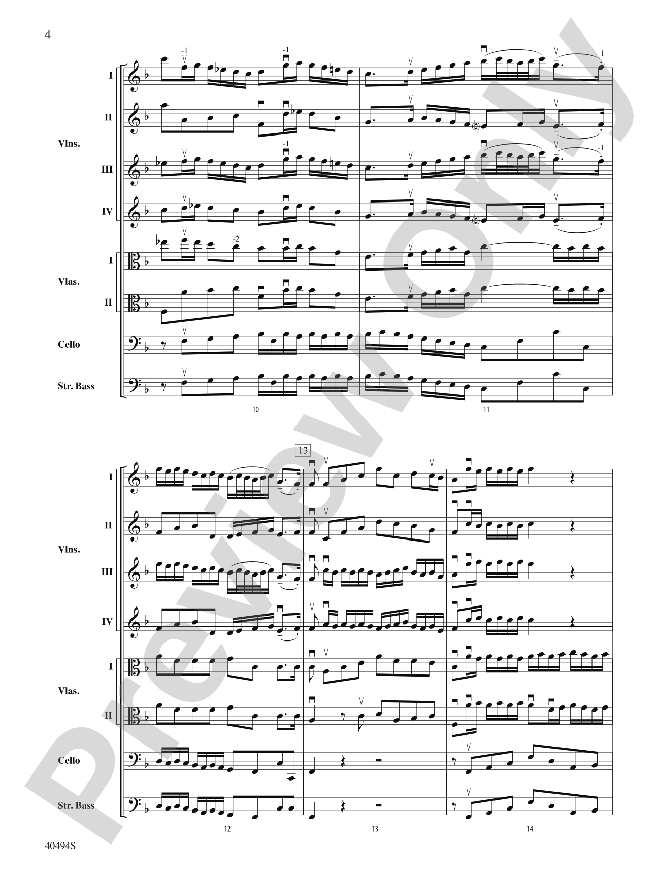 Brandenburg Concerto No. 1 in F Major: String Orchestra Conductor Score & Parts