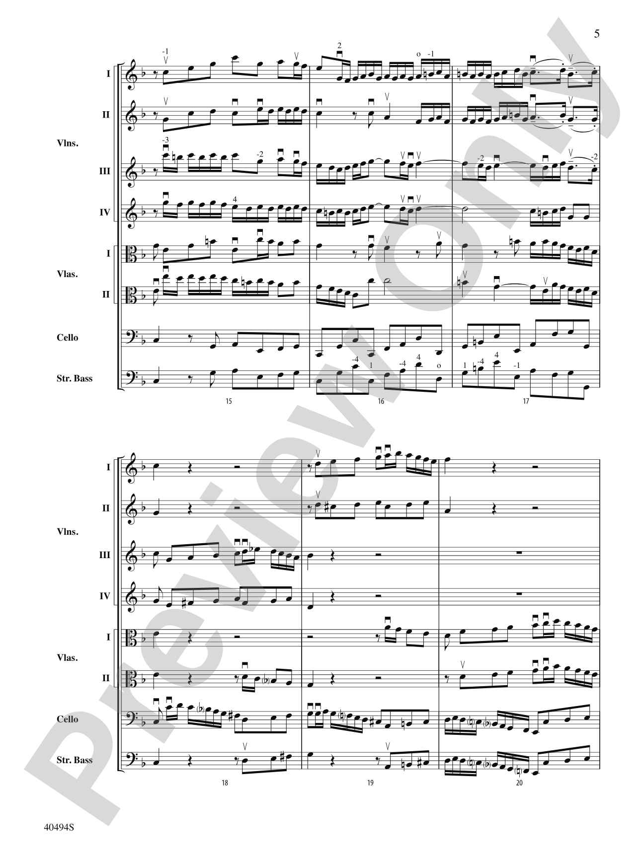 Brandenburg Concerto No. 1 in F Major: String Orchestra Conductor Score & Parts