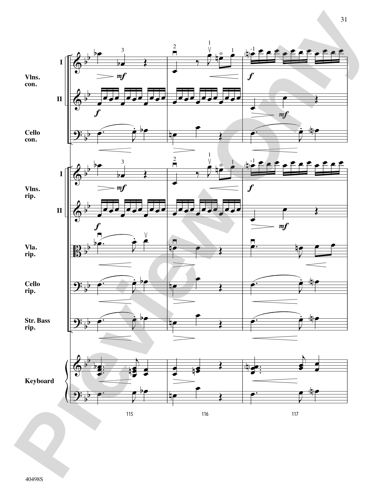 Musette from Concerto Grosso No. 6: String Orchestra Conductor Score & Parts