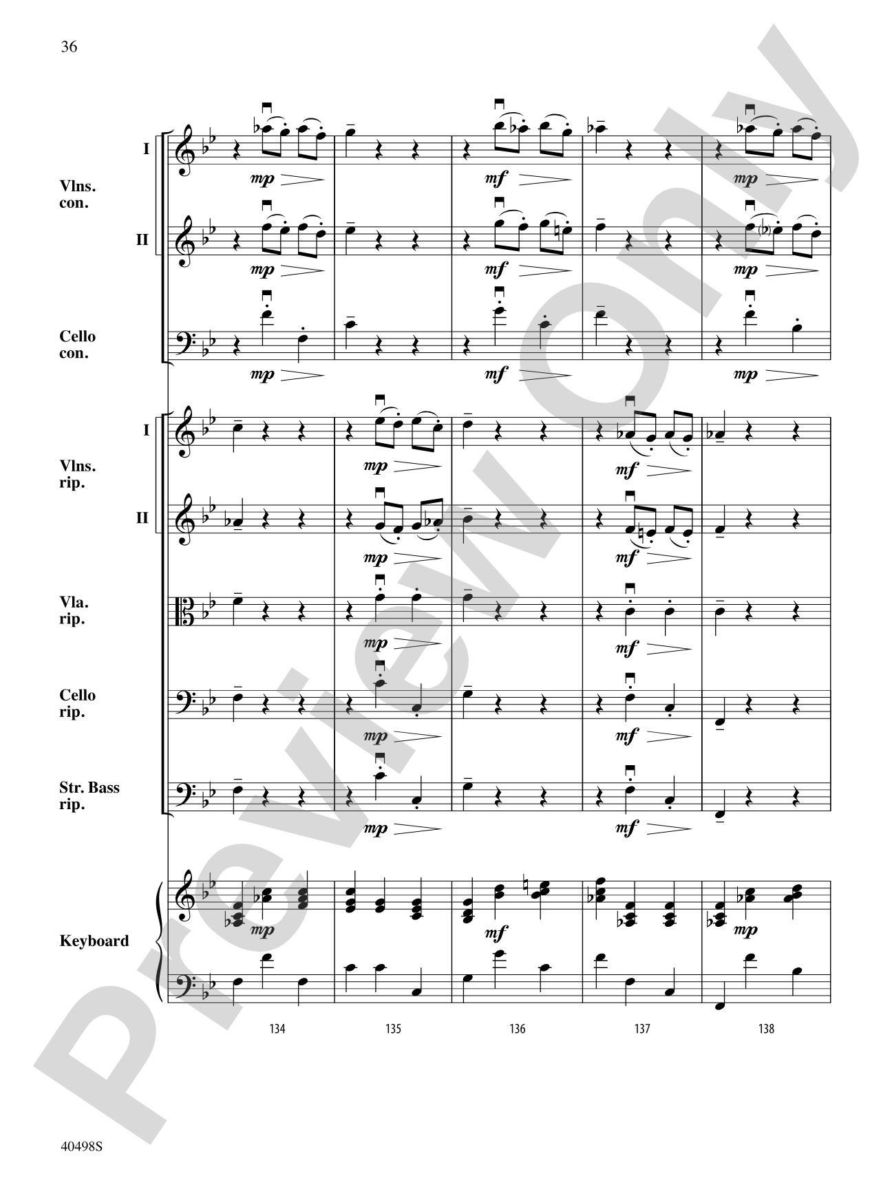 Musette from Concerto Grosso No. 6: String Orchestra Conductor Score & Parts