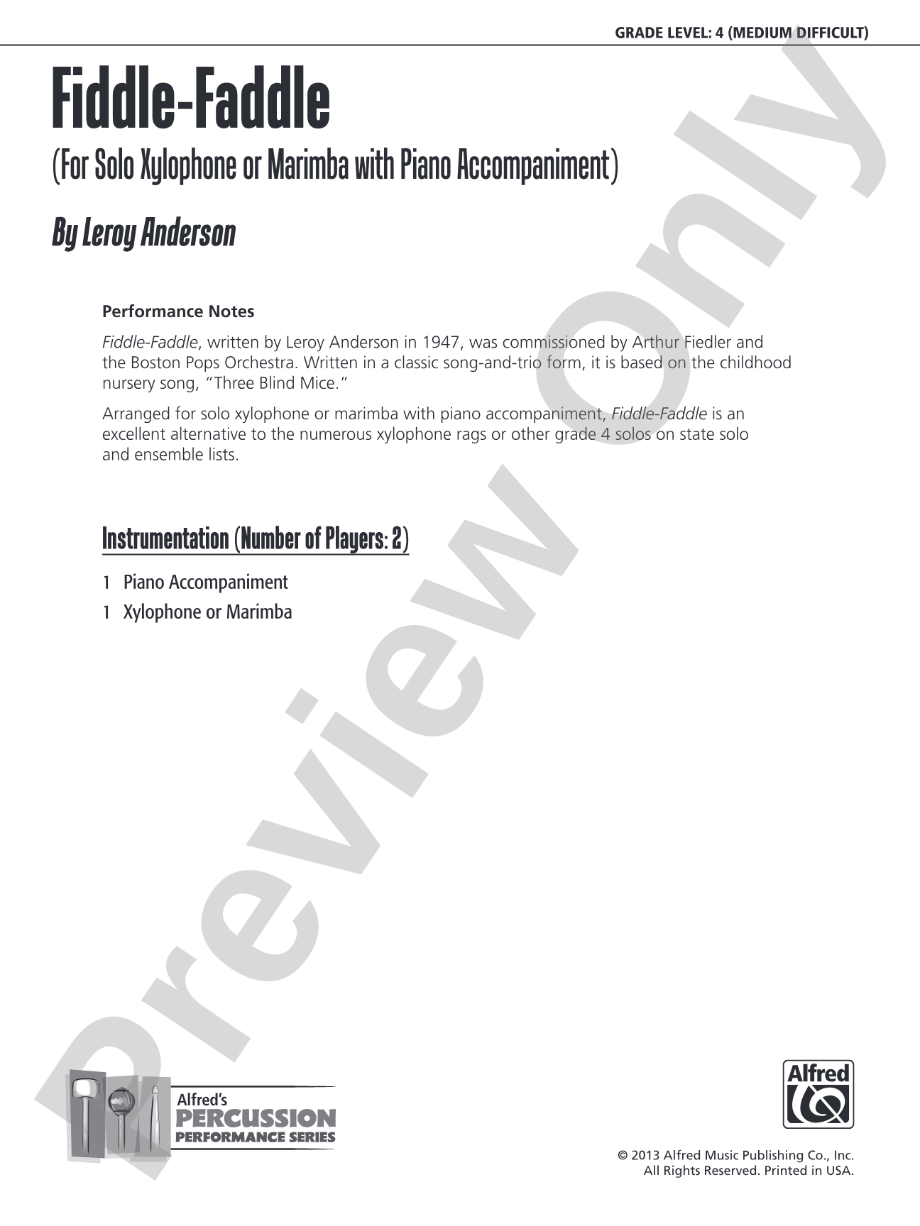 Fiddle-Faddle: Mallet Instrument Part(s)