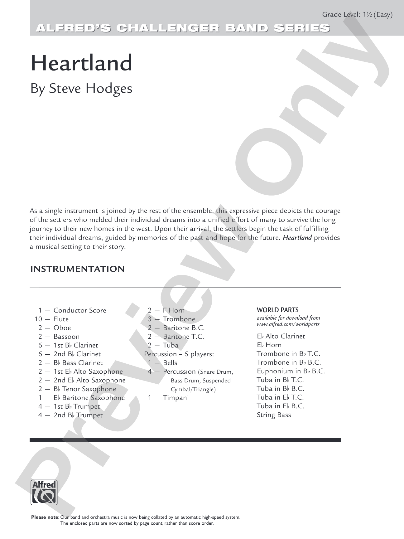 Heartland: Concert Band Conductor Score & Parts