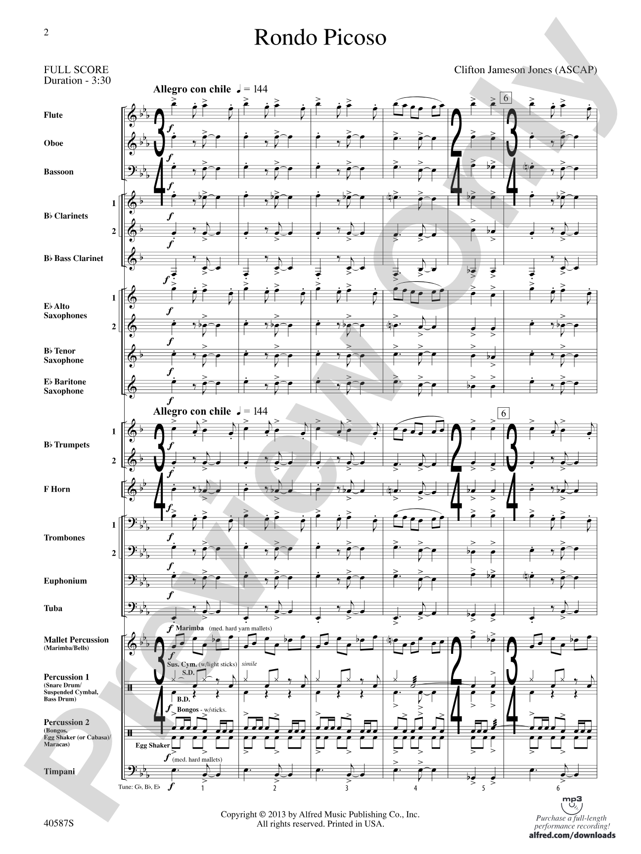 Rondo Picoso: Concert Band Conductor Score & Parts