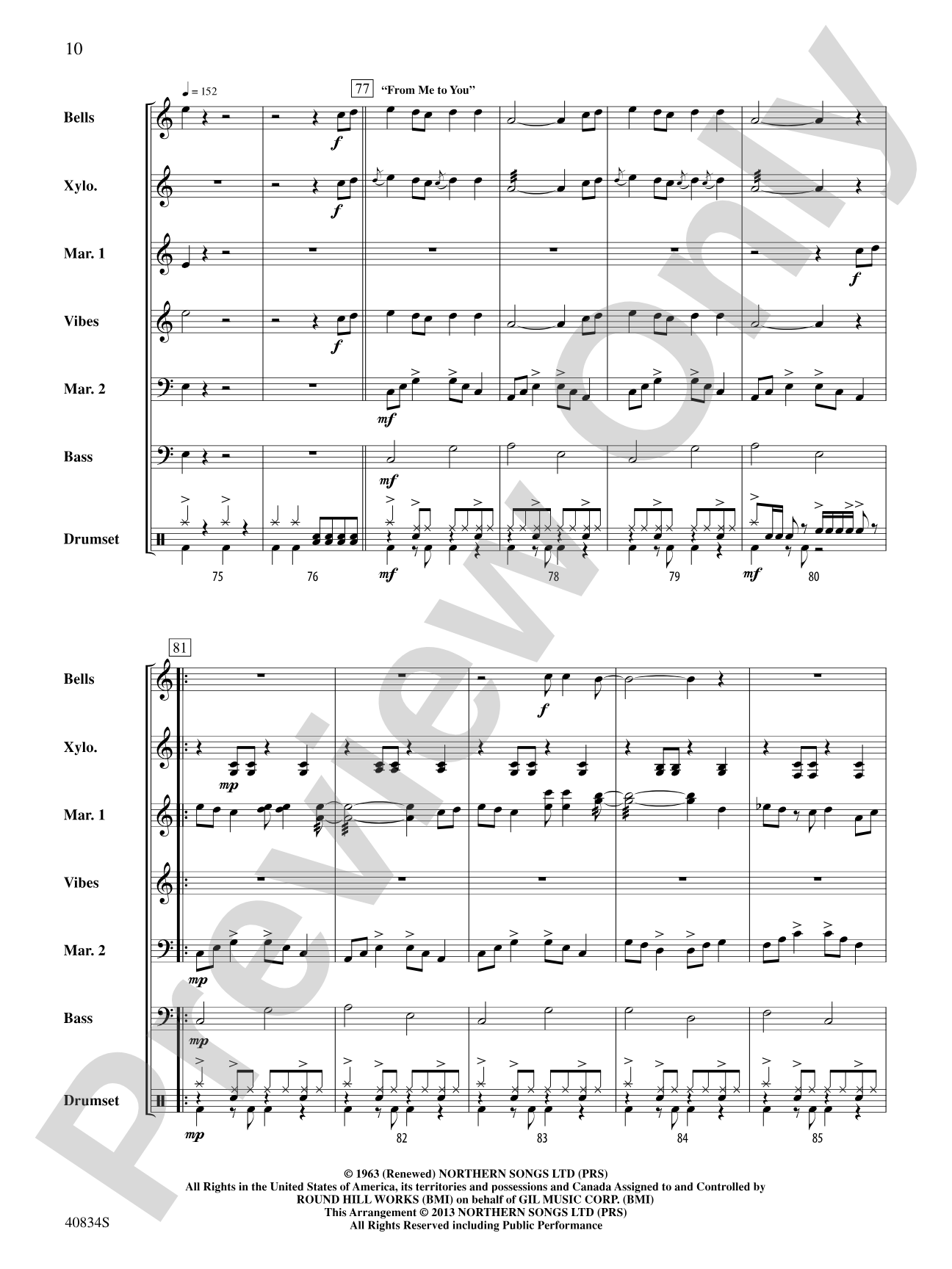 A Beatles Medley: 1963–'64: Percussion Ensemble Conductor Score & Parts