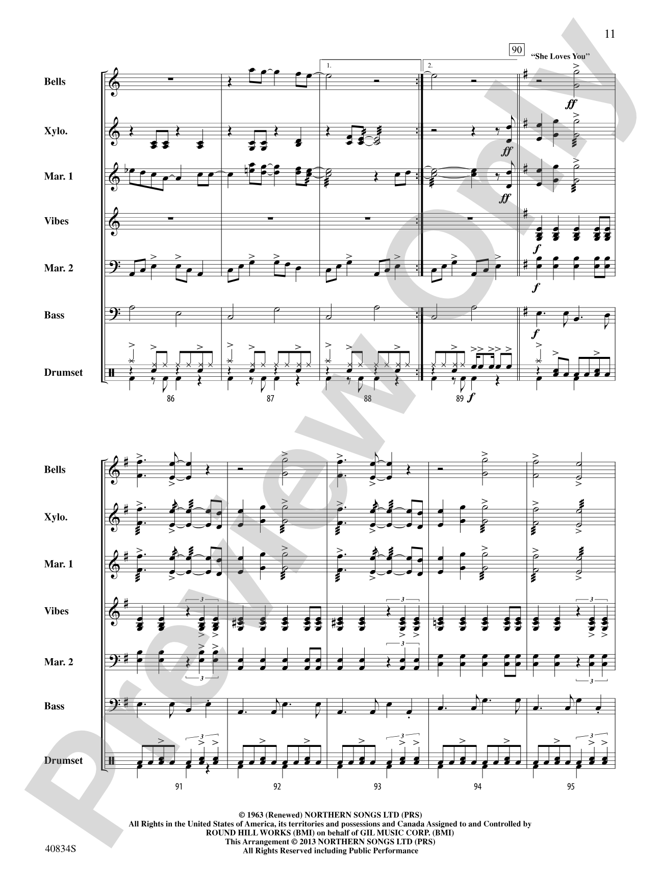 A Beatles Medley: 1963–'64: Percussion Ensemble Conductor Score & Parts