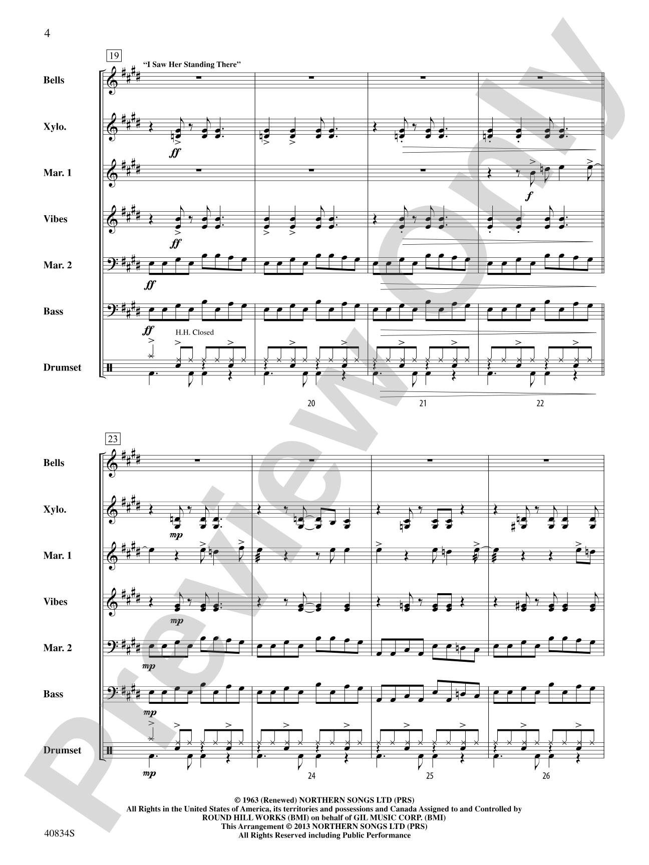 A Beatles Medley: 1963–'64: Percussion Ensemble Conductor Score & Parts