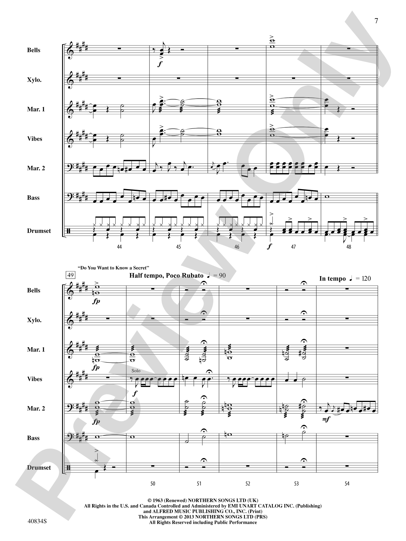 A Beatles Medley: 1963–'64: Percussion Ensemble Conductor Score & Parts