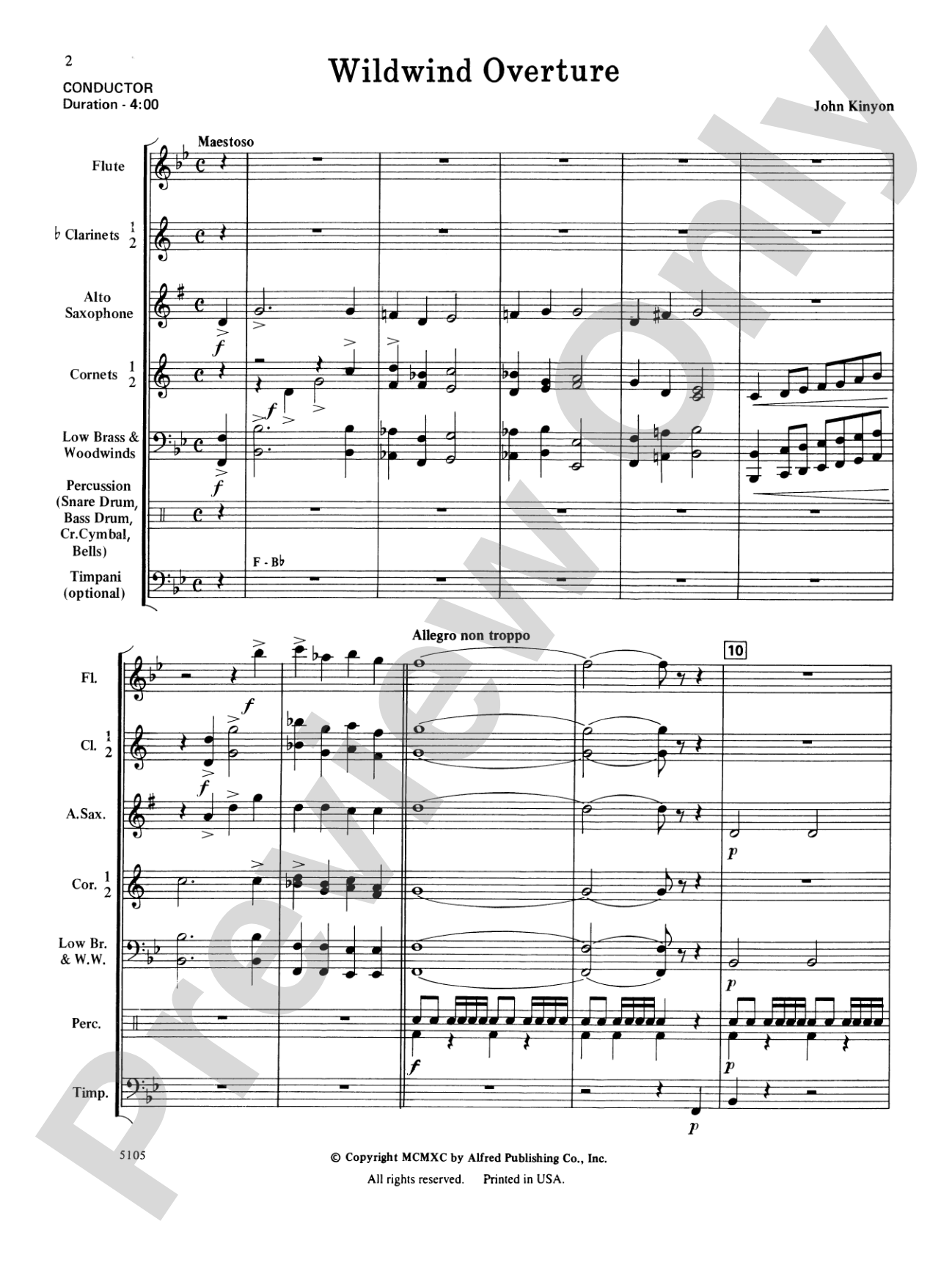 Wildwind Overture: Concert Band Conductor Score & Parts